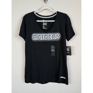 NFL The Nike Tee Las Vegas Oakland Raiders Short Sleeve V Neck Shirt Women L NWT